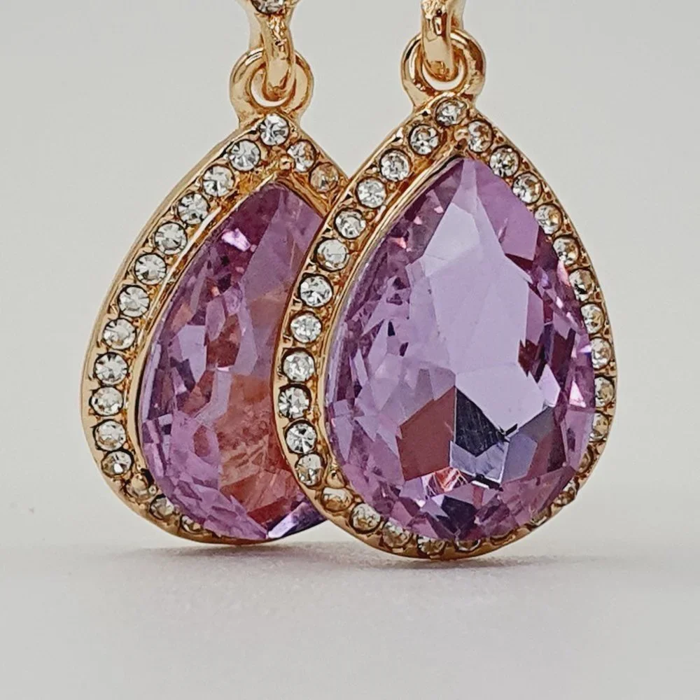 💝"Three Colors & Shapes Vintage Noble Water Drop Dangle Earring, UNVN12438 - Picture 3 of 3